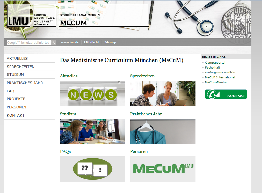 MeCuM-Online Webseite
